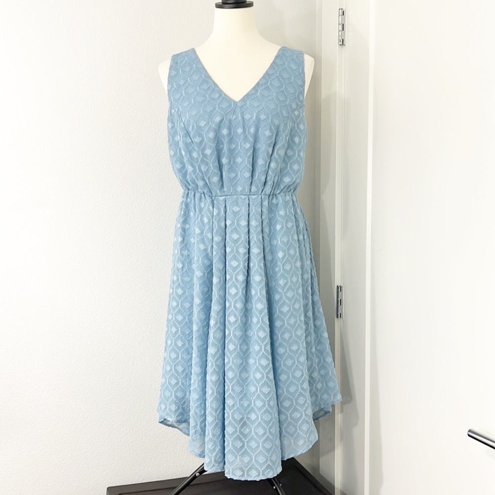New Torrid Size 10 Blue V-Neck Asymmetrical Hem Fit and Flare Sleeveless Dress
